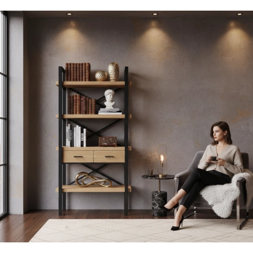 REGAŁ NA KSIĄŻKI DREWNO LITE  DĄB JESION OLCHA RNK-6